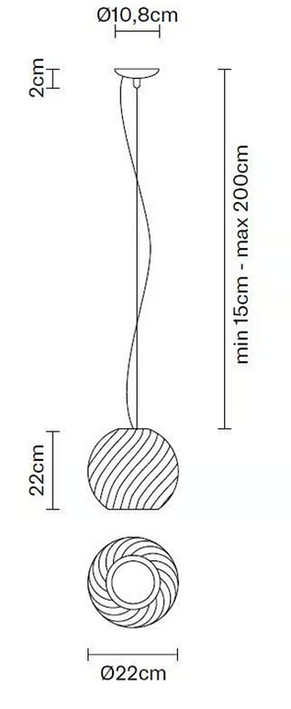 Lampada a sospensione in cristallo Fabbian Diamond Swirl fabbrica Fabbian dall'Italia. Foto №7