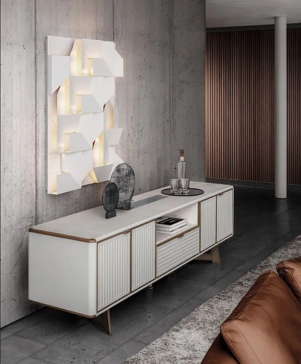 Credenza in legno rivestita in pelle con ante Moore i 4 Mariani fabbrica i 4 Mariani dall'Italia. Foto №5