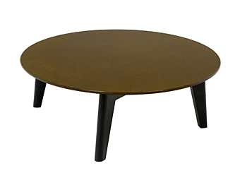 Tavolino da caffè rotondo in legno con piano in pietra lavica CHELINI Edgar