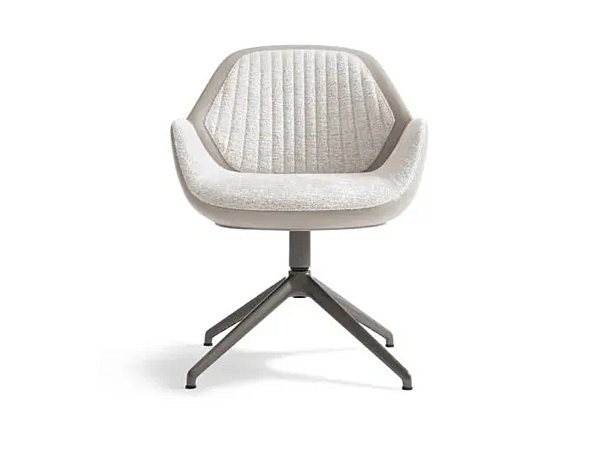 Poltrona in pelle e tessuto con base a trestle GIORGETTI Calathea fabbrica GIORGETTI dall'Italia. Foto №1
