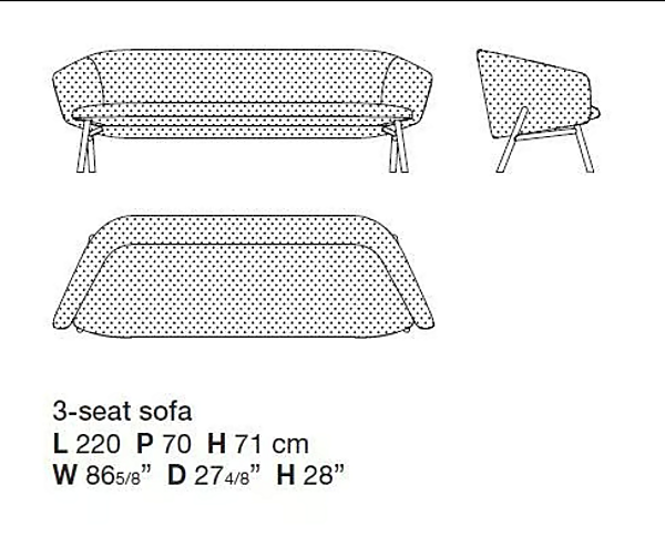 Диван с мягкой спинкой из ткани Sunbrella Kristalia TUILE fabbrica Kristalia dall'Italia. Foto №12