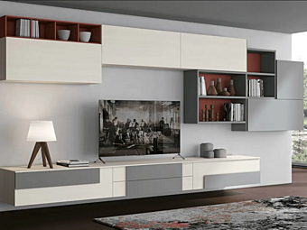 Storage wall montato a parete in legno LUBE CUCINE Creativa Living C