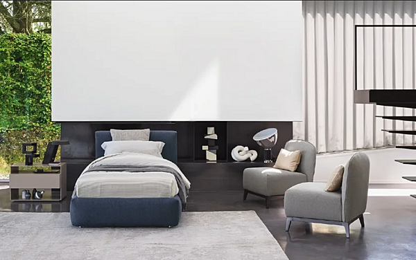 Letto singolo in tessuto Merkurio Flou fabbrica Flou dall'Italia. Foto №3