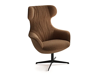 Poltrona con schienale alto in tessuto e base a 4 razze INNOVA Imbottiti Otta R13, R7