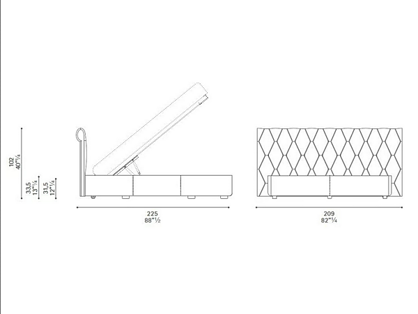 Letto matrimoniale con testata imbottita in tessuto Bluemoon POLTRONA FRAU fabbrica POLTRONA FRAU dall'Italia. Foto №5