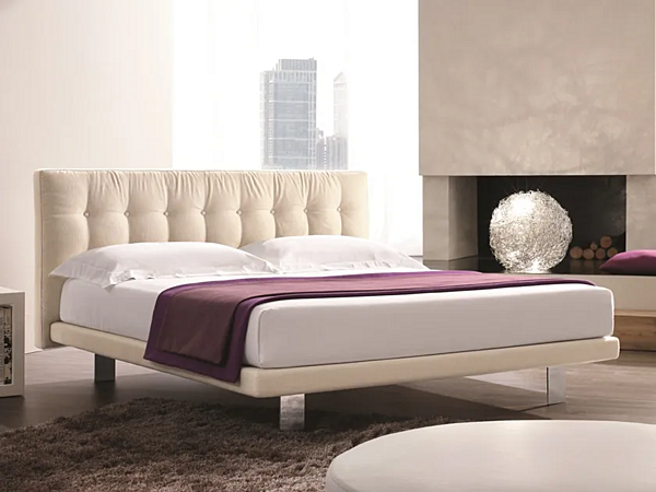 Letto matrimoniale in pelle con testata imbottita Parigi Duomo Design fabbrica Duomo Design dall'Italia. Foto №4