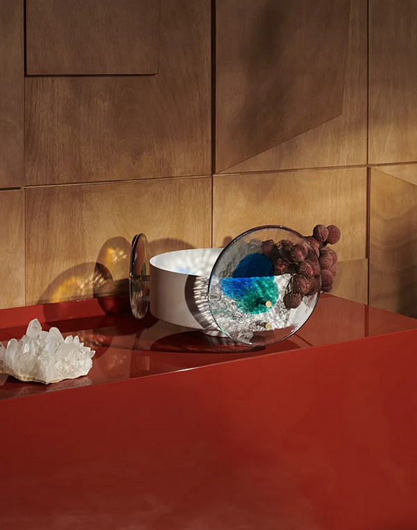 Vaso in ottone verniciato con elementi in vetro di Murano CASSINA Colourdisc Horizon 79701+797 11 fabbrica CASSINA dall'Italia. Foto №5