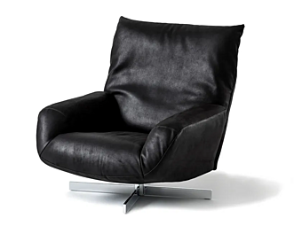 Poltrona girevole in pelle con braccioli Chiara Edra CHR010