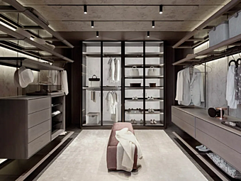 Armadio ad angolo in frassino con illuminazione integrata GIORGETTI Miyabi