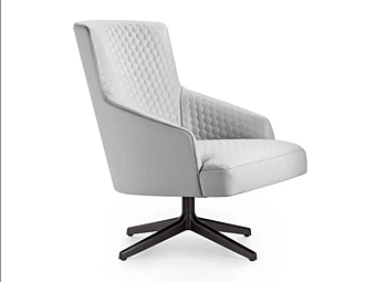 Poltrona girevole in pelle con braccioli e base a 4 razze Moore Relax i 4 Mariani