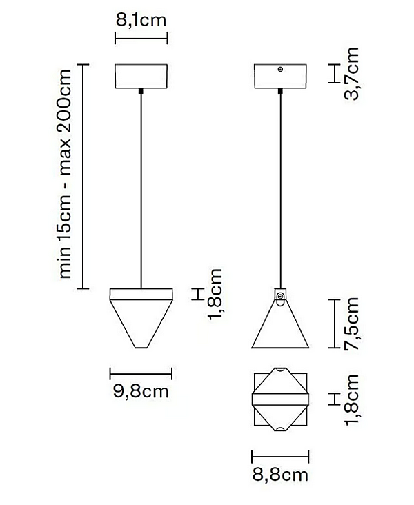 Lampadario a sospensione in cristallo LED Tripla Fabbian fabbrica Fabbian dall'Italia. Foto №6