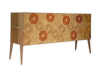 Credenza in noce con ante DALE Lauta Floreale A 155