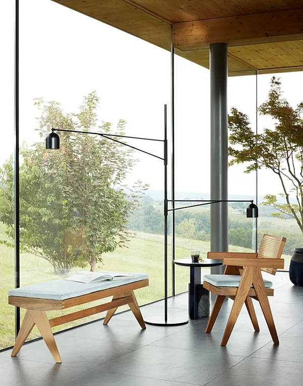 Panchina in legno massello e canna di Vienna CASSINA 057 Civil Bench 057 fabbrica CASSINA dall'Italia. Foto №6