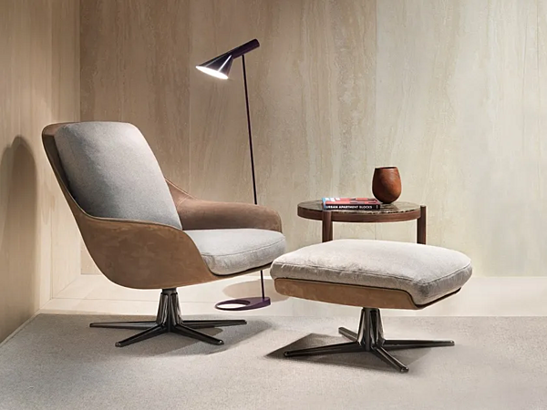 Poltrona girevole in pelle con base a 5 razze e braccioli FLEXFORM Sveva fabbrica FLEXFORM dall'Italia. Foto №7