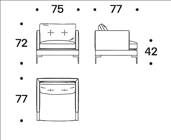 Poltrona con braccioli in tessuto con copertura removibile Baby Essentiel Saba fabbrica SABA dall'Italia. Foto №3