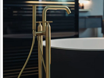 Rubinetto da vasca in ottone a pavimento con deviatore Memory AGAPE fabbrica Agape dall'Italia