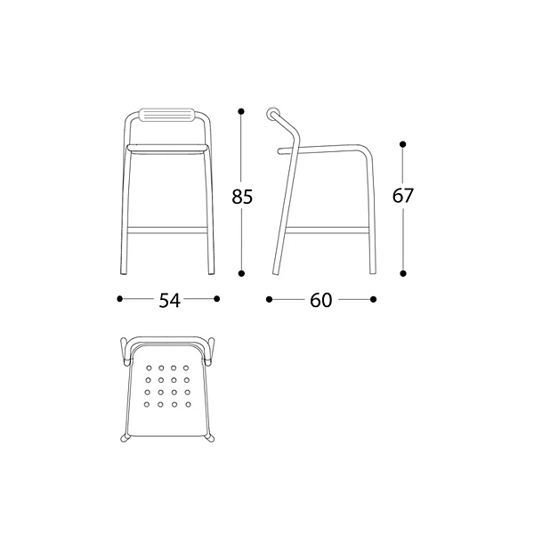 Sgabello da giardino alto impilabile in alluminio Noss VARASCHIN 24550/B, 24551/B, 24552/B, 24553/B fabbrica VARASCHIN dall'Italia. Foto №16
