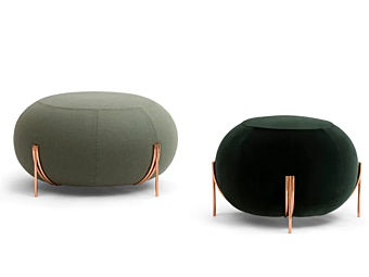 Pouf tondo in tessuto con rivestimento removibile Geo Saba