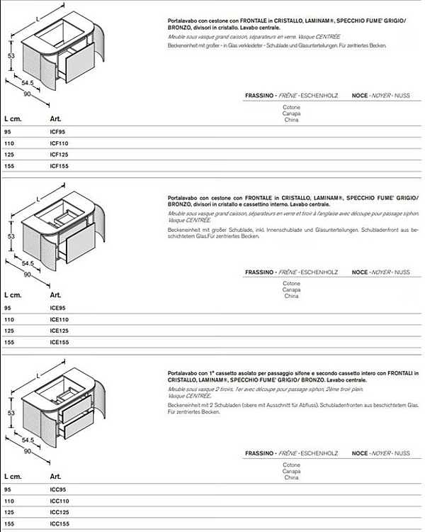 Unità lavabo a muro in noce con cassetti Artelinea Incanto AL 537B fabbrica ARTELINEA dall'Italia. Foto №2