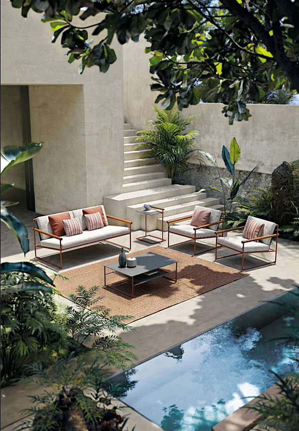 Divano da giardino a 2 posti con base a slitta in tessuto Atmosphera Pipe fabbrica ATMOSPHERA dall'Italia. Foto №3