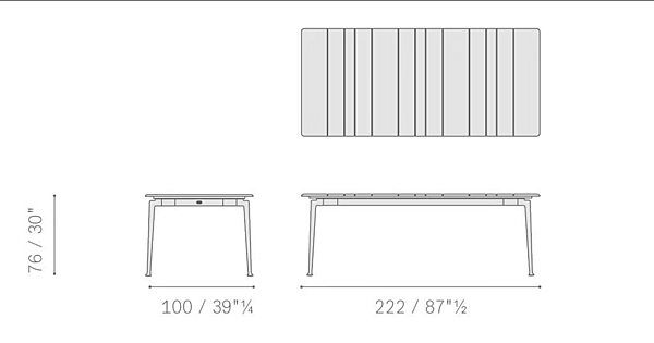Tavolo da giardino rettangolare in alluminio e legno Solaria POLTRONA FRAU fabbrica POLTRONA FRAU dall'Italia. Foto №8