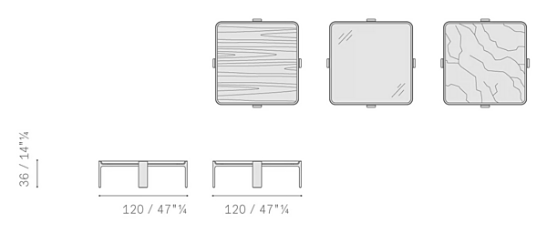 Tavolino da caffè quadrato in vetro POLTRONA FRAU DUO fabbrica POLTRONA FRAU dall'Italia. Foto №8