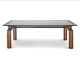 Scrivania esecutiva rettangolare in legno con piano in pelle I 4 Mariani Paso Doble