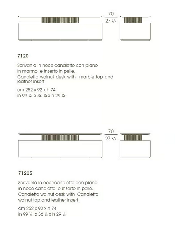 Scrivania rettangolare con base in noce e top in marmo GIORGETTI G-CODE 71200, 71205 fabbrica GIORGETTI dall'Italia. Foto №8