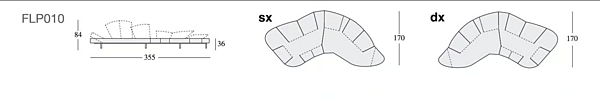 Divano curvo reclinabile in pelle Edra Flap FLP010 fabbrica EDRA dall'Italia. Foto №11