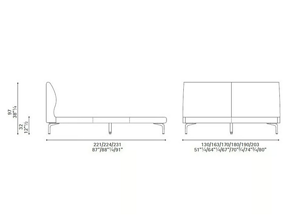 Letto matrimoniale con testiera imbottita in tessuto Eosonno Poltrona Frau fabbrica POLTRONA FRAU dall'Italia. Foto №12