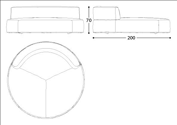 Letto da giardino rotondo in tessuto con schienale morbido VARASCHIN DEYBED 221D/221DA- 221DB/221DBA fabbrica VARASCHIN dall'Italia. Foto №9