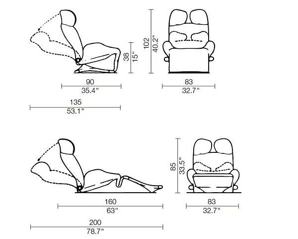 Poltrona reclinabile in tessuto CASSINA 111 Wink fabbrica CASSINA dall'Italia. Foto №6
