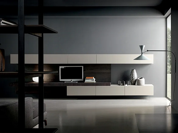 Sistema TV a parete in legno con contenitore FACE MODULNOVA fabbrica Modulnova dall'Italia. Foto №1