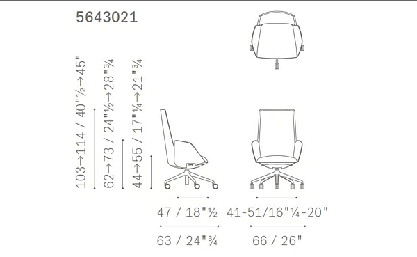 Poltrona direzionale in tessuto con ruote e base a 5 razze Cercle Poltrona Frau fabbrica POLTRONA FRAU dall'Italia. Foto №3