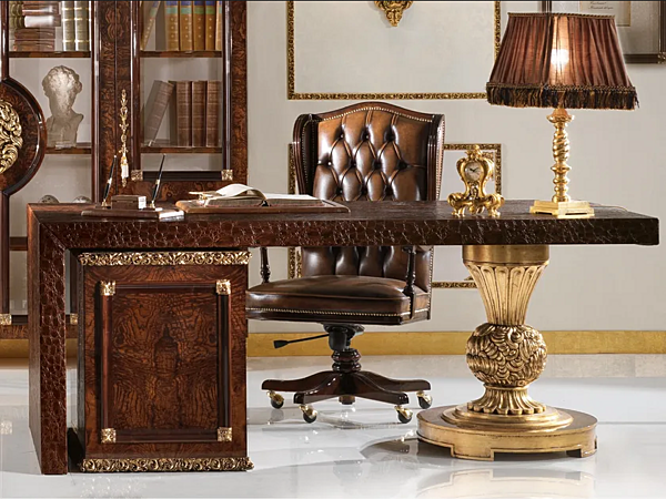 Scrivania rettangolare in similpelle con cassetti A.R. Arredamenti Grand Royal 418 fabbrica A.R.ARREDAMENTI SRL dall'Italia. Foto №2