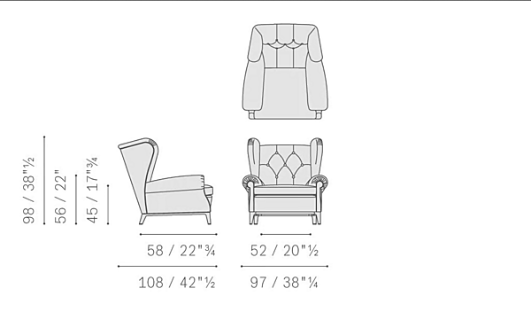 Poltrona in pelle trapuntata con braccioli 2019 POLTRONA FRAU fabbrica POLTRONA FRAU dall'Italia. Foto №17