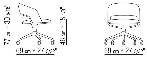 Poltrona da ufficio in pelle con base a 5 razze e ruote Alma FLEXFORM 29813 fabbrica FLEXFORM dall'Italia. Foto №4