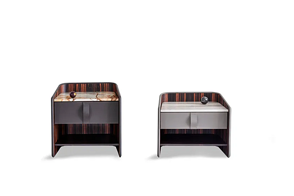 Tavolino da notte rettangolare in pelle Gentleman Flou fabbrica Flou dall'Italia. Foto №2