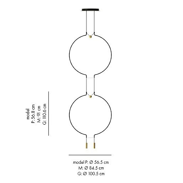 Lampada a sospensione in metallo LED a due livelli AXOLIGHT Liaison fabbrica Axolight dall'Italia. Foto №5