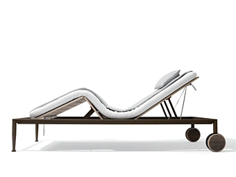 Lettino prendisole reclinabile con ruote in legno GIORGETTI GEA 87060 + 87061