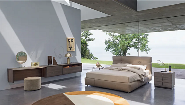 Letto matrimoniale in pelle imbottita Flou New Bond fabbrica Flou dall'Italia. Foto №3