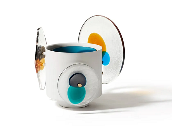 Vaso in ottone verniciato con elementi in vetro di Murano Colourdisc Horizon CASSINA 79702+797 12 fabbrica CASSINA dall'Italia. Foto №7