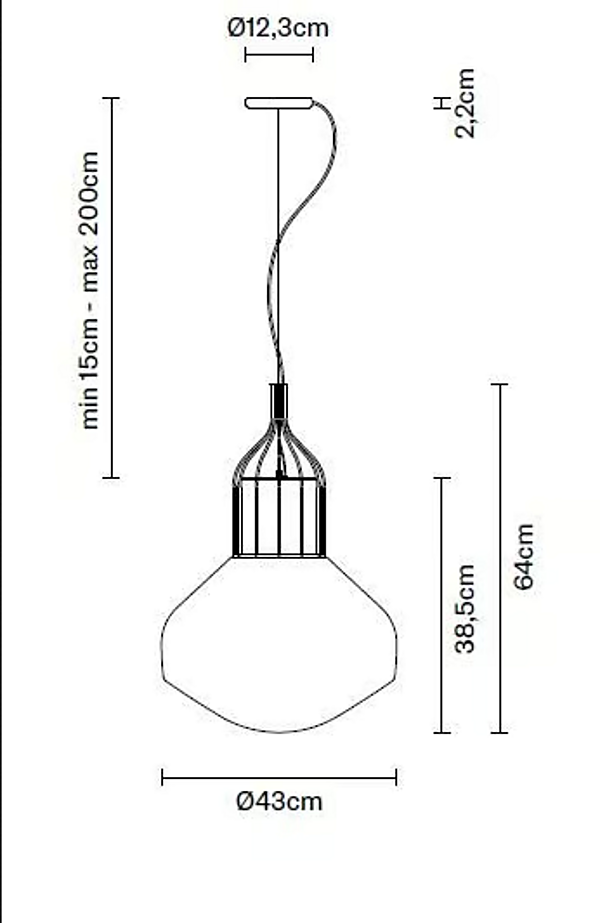 Lampada a sospensione in vetro soffiato Fabbian collezione Aerostat fabbrica Fabbian dall'Italia. Foto №11