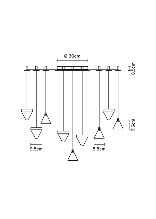 Lampadario a sospensione in cristallo LED Fabbian Tripla 9 punti fabbrica Fabbian dall'Italia. Foto №4
