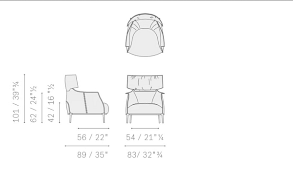 Poltrona in tessuto con poggiatesta e braccioli Archibald Poltrona Frau fabbrica POLTRONA FRAU dall'Italia. Foto №3