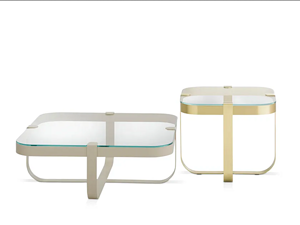 Tavolino da caffè quadrato in vetro e ferro SABA Ring fabbrica SABA dall'Italia. Foto №2