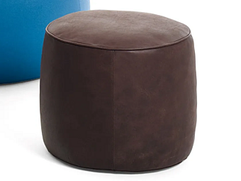Pouf rotondo in pelle Black Tie Rondo RON55