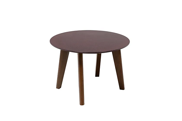 Tavolino da caffè rotondo in legno con piano in pietra lavica Edgar CHELINI fabbrica CHELINI dall'Italia. Foto №4