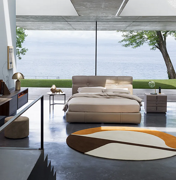 Letto matrimoniale in pelle imbottita Flou New Bond fabbrica Flou dall'Italia. Foto №4