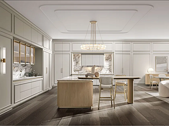 Cucina in legno personalizzata con isola Radha 2.0 Old Line